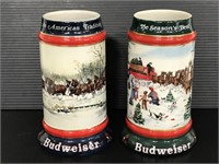 1990 and 1991 Budweiser beer steins