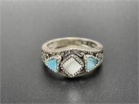 Sterling silver three stone ring - stamped