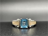 Avon sterling silver blue stone enameled ring
