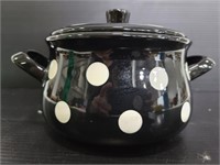 Polka-dot stoneware pot