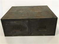 Vintage steel 2 drawer file or shop box