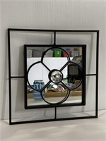 Metal framed glass flower mirror w/ rhinestone