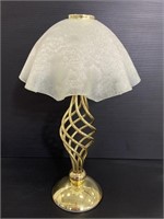 Partylite gold & glass shaded candle lamp