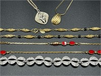 Collection of five signed vintage necklaces