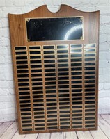 Walnut Perpetual Award Plaque with 100 Plates