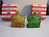 Pair of Vintage 1968 Presidential Campaign Bottles
