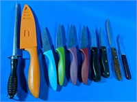 Assorted kitchen knives and more