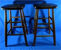 2 hardwood counter stools 14" x 25"H
