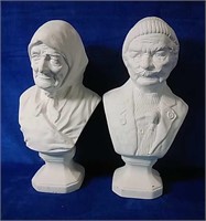 Two ceramic busts 10"
