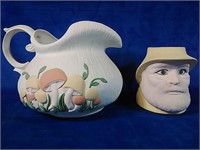 Two Ceramic pitcher 10" × 5" &  6" × 5"