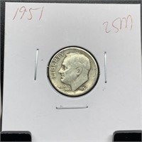 1951 ROOSEVELT SILVER DIME