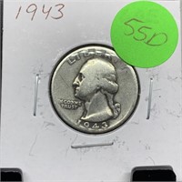 1943 WASHINGTON SILVER QUARTER