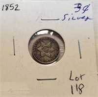 1852 Three Cent Silver Piece