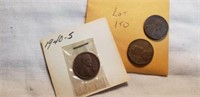 1940S Bag of 3 Wheat Cents