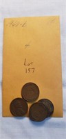 1940D Bag of 4 Wheat Cents
