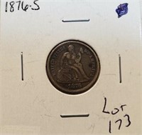 1876S Seated Dime