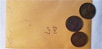 1950 Bag of 3 Wheat Cents