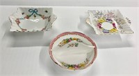 3 Crown Staffordshire Condiment Dishes.