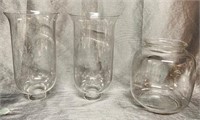 3 Glass Globes/Chimney- Coleman and Pr. Etched