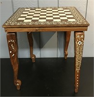 Ornately Inlaid Chess Table