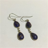 Sterling Silver Lapis Dangle Earrings