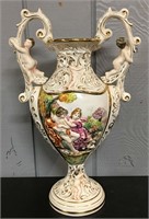 Capodimonte Double Handled Figural Vase
