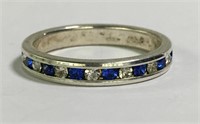 Ring With Clear And Blue Stones