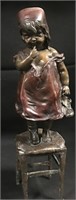 Juan Clara Bronze Sculpture, Girl On Chair