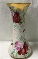 Signed Hand Painted Floral Porcelain Vase