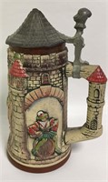 Beyer W. Germany Hand Painted Stein, Pewter Lid