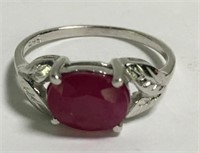 Sterling Silver Natural Ruby Ring