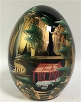 Oriental Scene Hand Painted Porcelain Egg