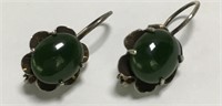 Sterling Silver And Spinach Jade Earrings