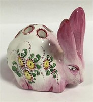 French Porcelain Decorated Rabbit Flower Frog