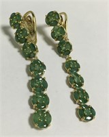 Sterling Silver And Natural Emerald Earrings