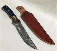 Damascene Blade Knife, Inlaid Handle
