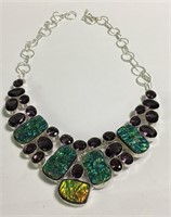 Sterling Silver, Amethyst & Colored Stone Necklace