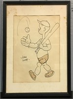 Signed John Liney Sketch Of Baseball Boy