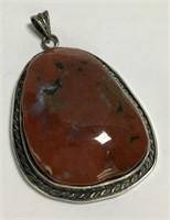 Sterling Silver Pendant With Large Red Stone