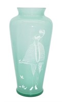 Fenton Glass Vase Lady w/ Birds Deco Style