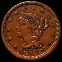 1853 Braided Hair Large Cent CLOSELY UNC