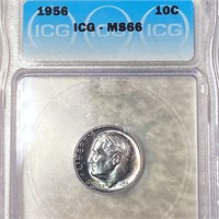 1956 Roosevelt Silver Dime ICG - MS66