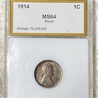 1914 Lincoln Wheat Penny PCI - MS64 BROWN