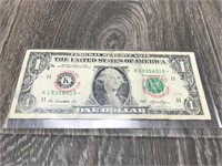 United States $1 Bill Star Note 2013