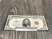 United States $5 Bill Red Seal 1963