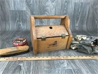 Shoe Shine Wooden Box & Contents