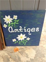Antiques Hand Painted Wooden Sign