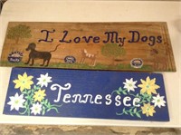 2 Wooden Hand Painted Signs