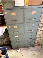 2 Green Metal Filing Cabinets. 15X29X53 In Tall.