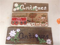 3 Hand Painted Wooden Signs